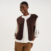 Veste sans manches effet polaire marron fonc&eacute; femme
