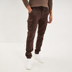 Pantalon cargo slim stretch marron fonc&eacute; homme