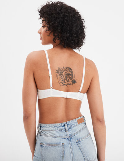 Soutien-gorge push up micro dentelle ivoire femme