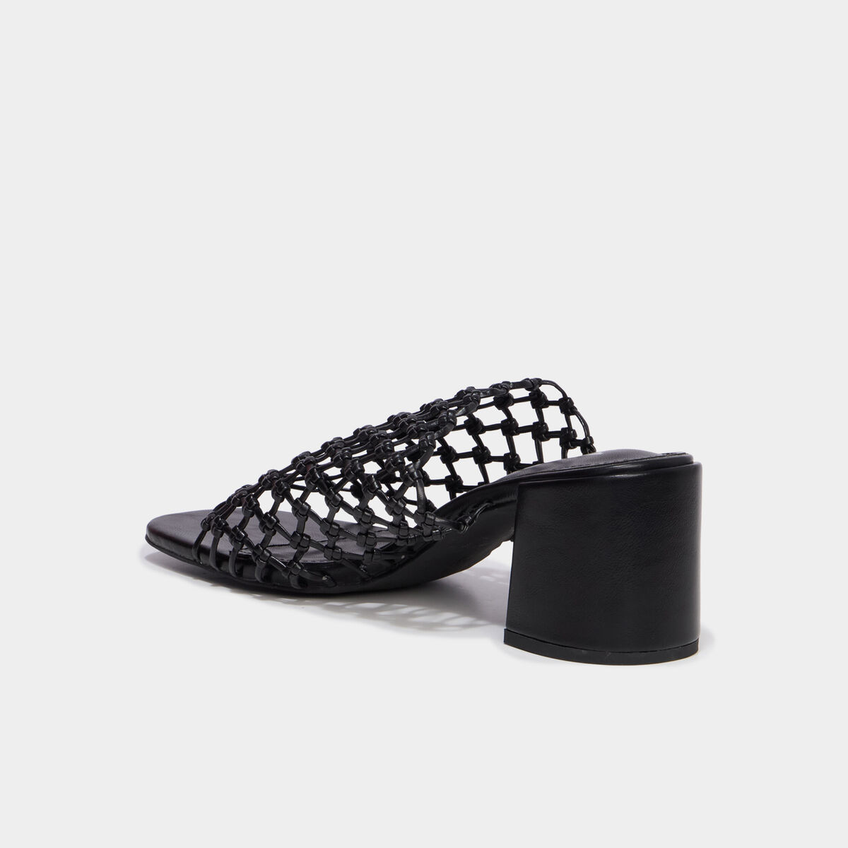 Mules &agrave; talons dessus tress&eacute; noir femme