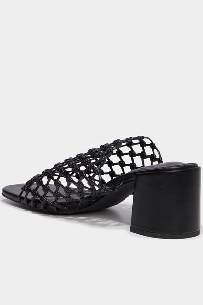 Mules &agrave; talons dessus tress&eacute; noir femme