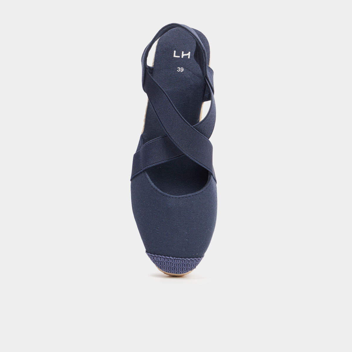 Sandales espadrilles compens&eacute;es bleu femme