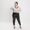 Pantalon skinny simili cuir noir femme grande taille