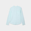 Chemise col mao lin mélangé bleu turquoise homme