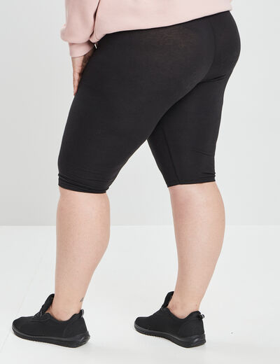 Legging court cycliste coton noir femme grande taille