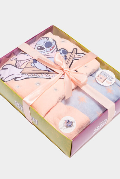 Ensemble pyjama 3 pièces Stitch orange corail fille