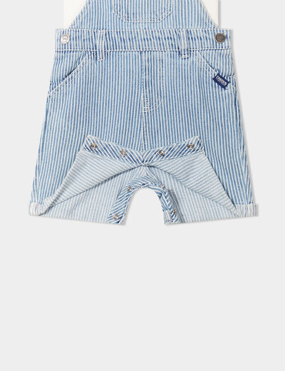 Ensemble 2 pièces coton salopette jean bleu clair bébé garçon