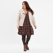 Robe évasée col cache-coeur manches 3/4 bordeaux femme grande taille