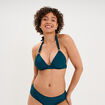 Haut de maillot de bain forme triangle bleu p&eacute;trole femme
