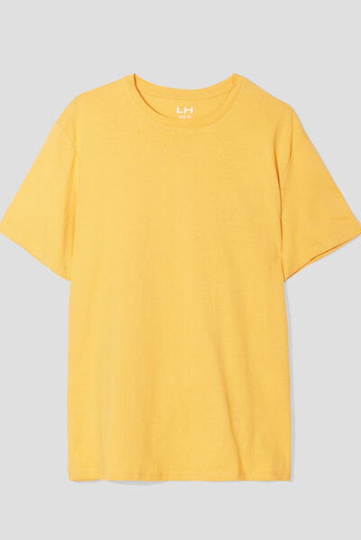 T-shirt en coton manches courtes jaune moutarde homme
