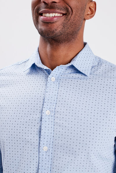 Chemise manches longues col italien bleu ciel homme