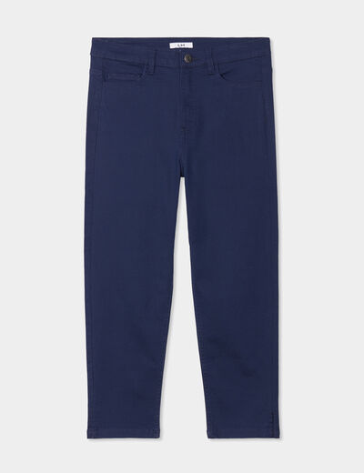 Pantacourt slim 5 poches bleu marine femme