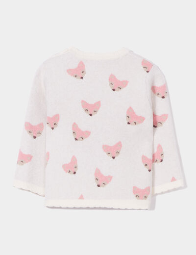 Pull boutonné bord festonné Creeks creme bébé fille