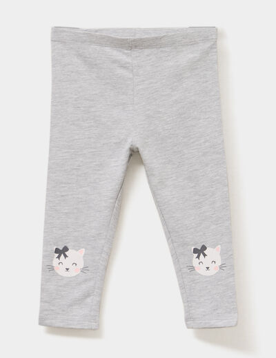 Legging doublé coton gris clair bébé fille