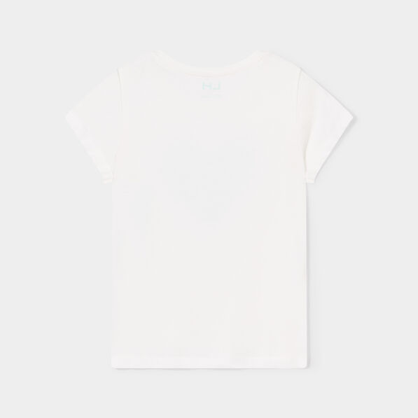 t shirt manches courtes coton ivoire fille T-shirt manches courtes coton ivoire fille