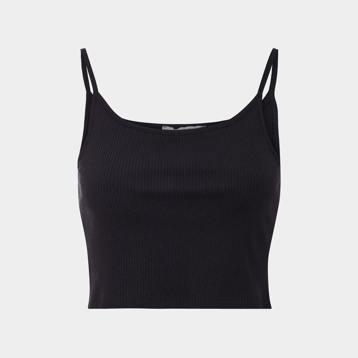 Débardeur cropped côtelé noir femme