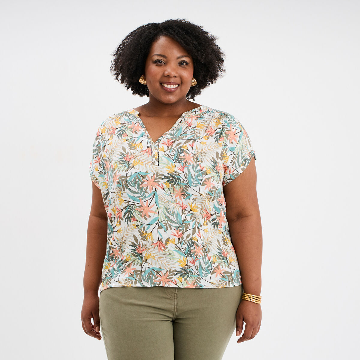 Blouse Grande Taille 50/52 - Blanc Et Noir - Polyester - Neuf Avec étiquettes