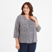 Blouse manches 3/4 retroussables bleu marine femme grande taille