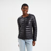 Doudoune col rond manches longues noir femme