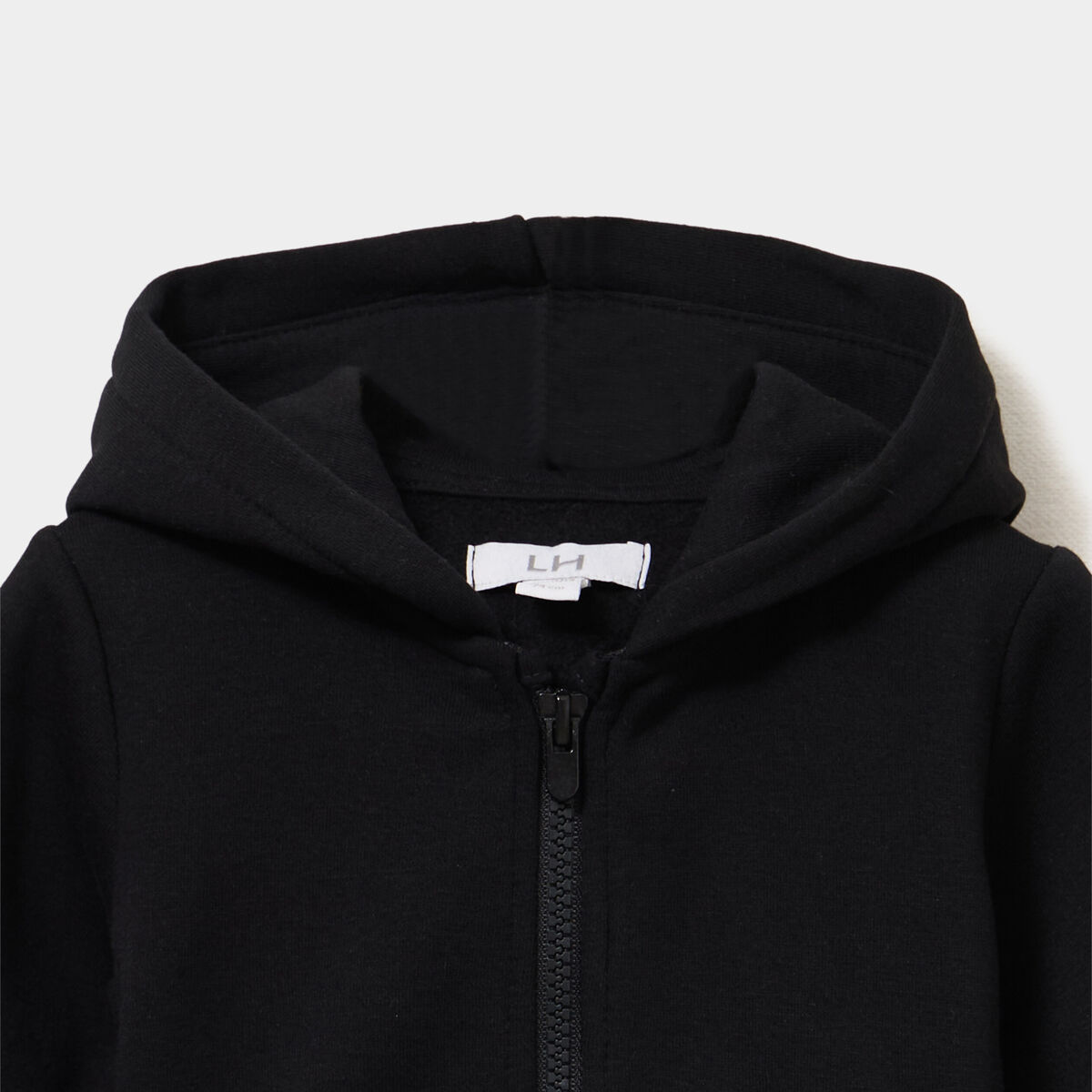 Sweat zipp&eacute; molletonn&eacute; &agrave; capuche noir b&eacute;b&eacute; gar&ccedil;on
