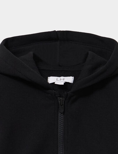 Sweat zipp&eacute; molletonn&eacute; &agrave; capuche noir b&eacute;b&eacute; gar&ccedil;on