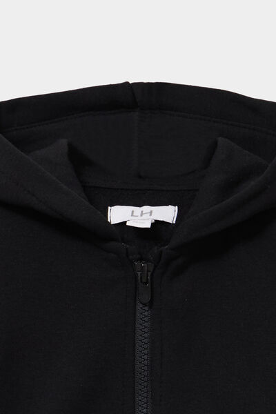 Sweat zipp&eacute; molletonn&eacute; &agrave; capuche noir b&eacute;b&eacute; gar&ccedil;on