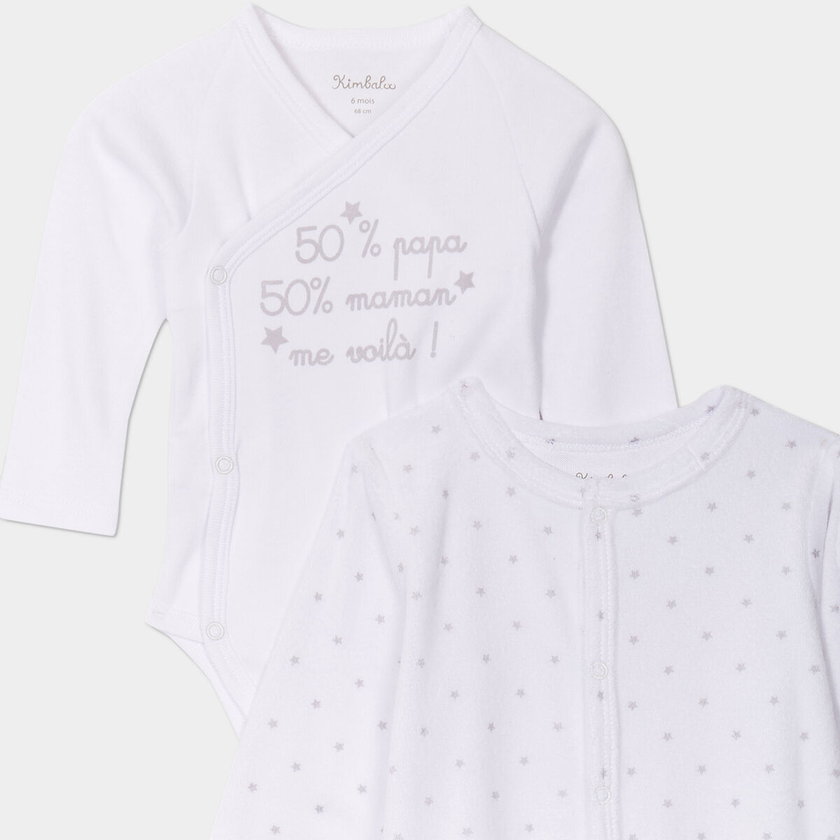Ensemble pyjama et body effet velours blanc bébé garçon