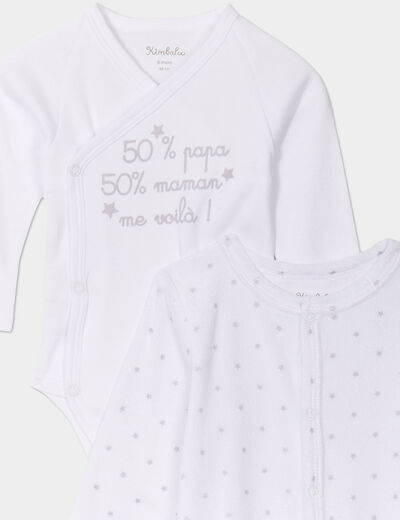 Ensemble pyjama et body effet velours blanc bébé garçon