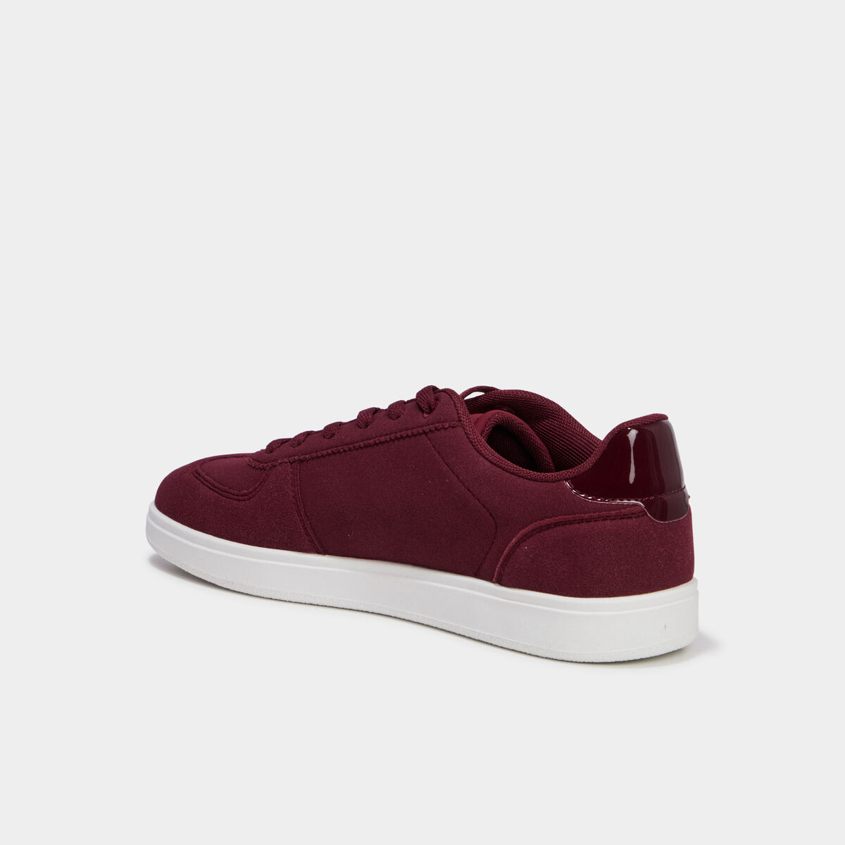 Baskets en su&eacute;dine &agrave; lacets bordeaux femme