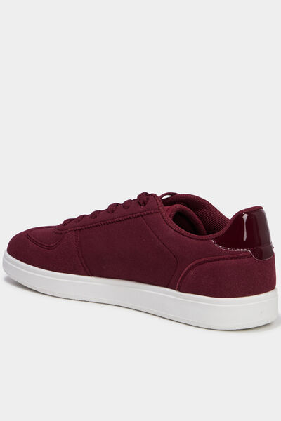 Baskets en su&eacute;dine &agrave; lacets bordeaux femme