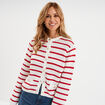 Gilet effet ajour&eacute; manches longues coton ecru femme