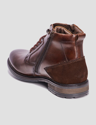 Boots zippées en cuir marron homme