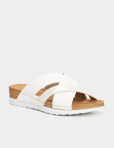 Mules à talons compensés Confortissimo blanc femme