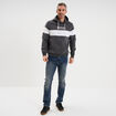 Sweat hoodie molleton manches longues gris fonc&eacute; homme