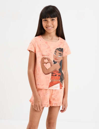 Ensemble pyjama short coton Vaiana rose saumon fille