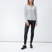Gilet manches longues boutonné col rond gris femme