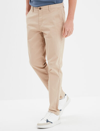 Pantalon chino droit stretch sable homme