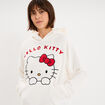 Sweat effet velours 1 poche Hello Kitty blanc femme