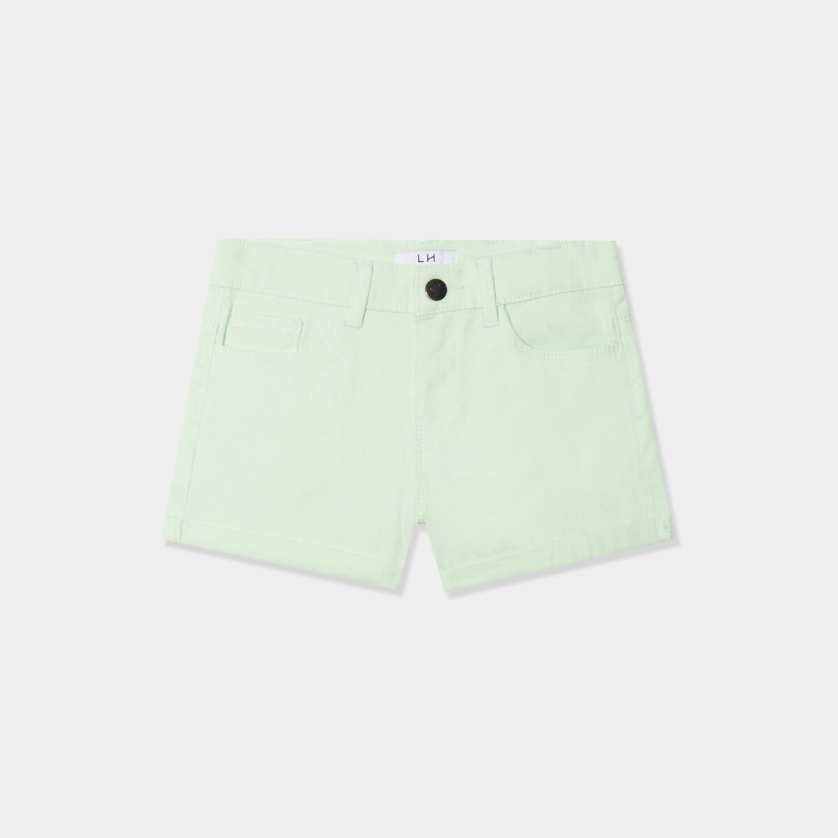 Short ajusté en twill vert clair fille