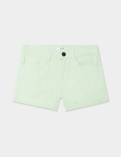 Short ajusté en twill vert clair fille
