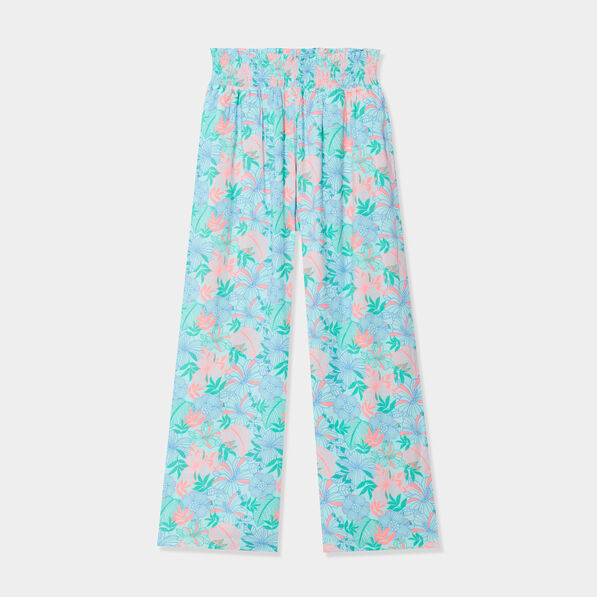 pantalon smocke large fluide bleu clair fille Pantalon smocké large fluide bleu clair fille