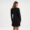 Robe drap&eacute;e d&eacute;tail broche noir femme