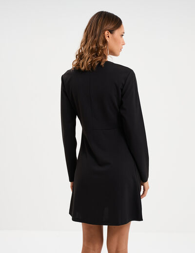 Robe drap&eacute;e d&eacute;tail broche noir femme