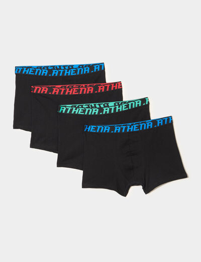 Lot 4 boxers coton majoritaire noir homme