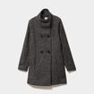 Manteau droit mi-long col montant doubl&eacute; gris fonc&eacute; femme
