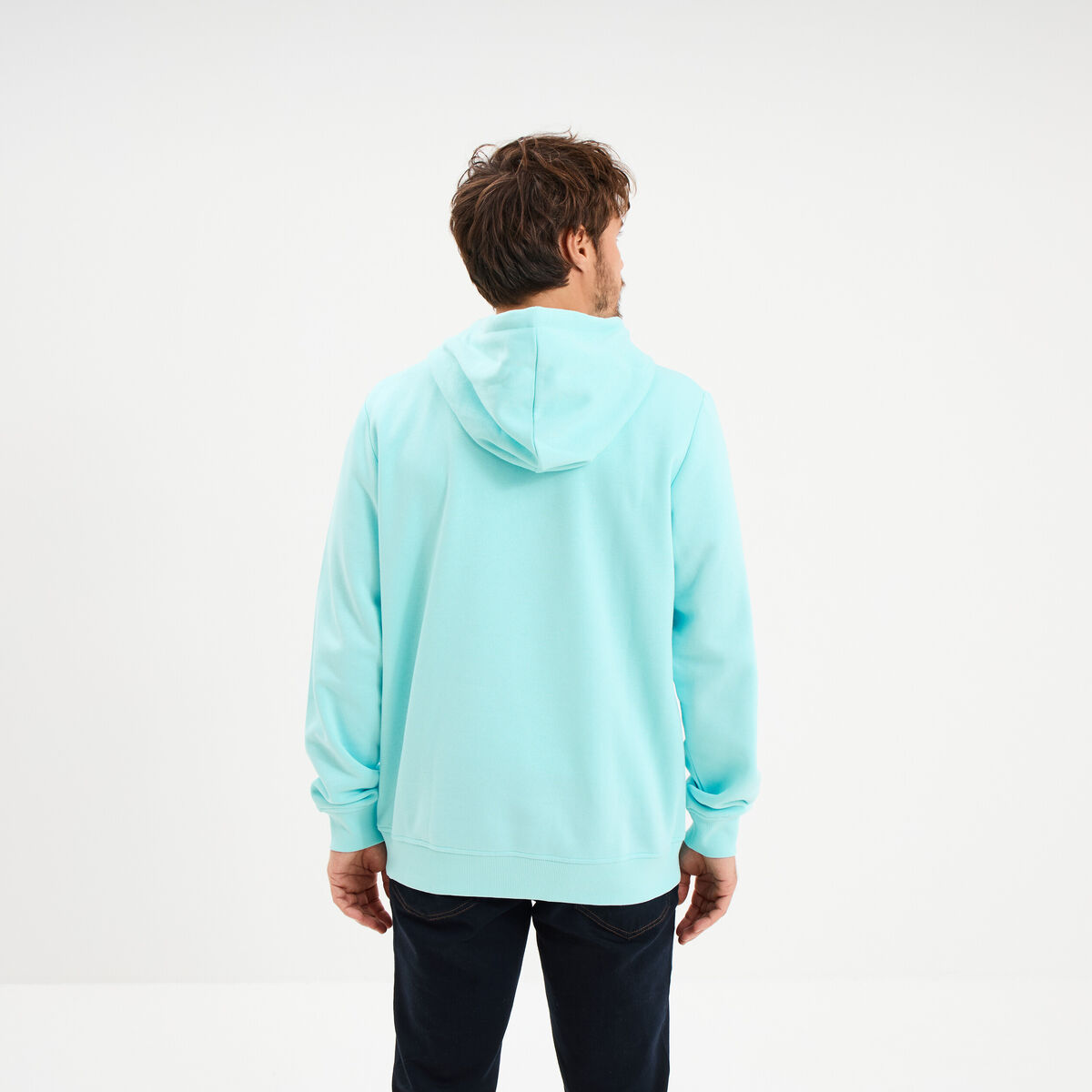 Sweat hoodie en molleton bleu turquoise homme