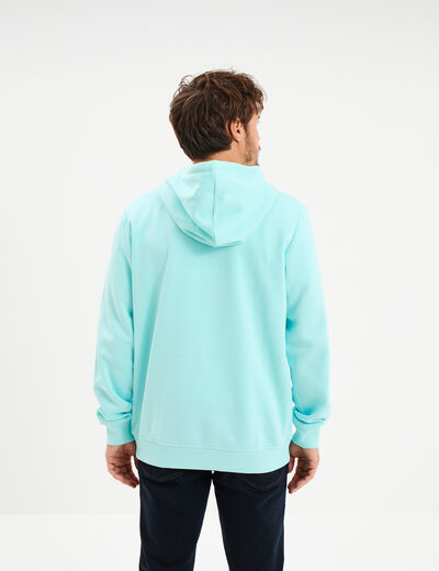 Sweat hoodie en molleton bleu turquoise homme