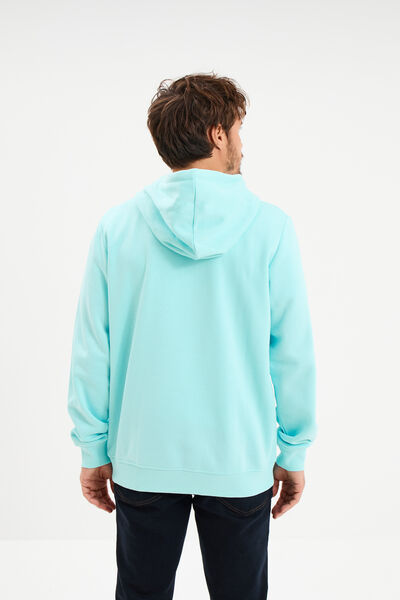 Sweat hoodie en molleton bleu turquoise homme