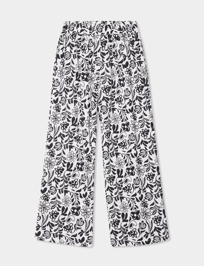 Pantalon fluide taille élastiquée ecru fille
