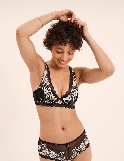 Soutien-gorge foulard avec dentelle noir femme